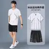 Conjuntos Esportivos de Verão para Homens no Atacado, Conjunto de Shorts para Fitness com Penas, Camisas de Basquete de Meia Manga Secagem Rápida de Seda Gelada para Corrida