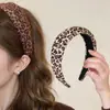 Diadema Retro Coreana con Estampado de Leopardo de Ala Ancha para Mujer con Pinza para el Cabello de Parte Superior Alta del Cráneo Accesorios para el Cabello de Uso Diario Lavado de Cara Presión del Cabello Sombrero