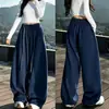 Pantalones de Chándal con Cinta para Mujer Otoño Nuevo Estilo Perezoso Sueltos YAMAMOTO Pierna Ancha Cintura Alta Adelgazantes Pantalones Largos hasta el Suelo con Caída