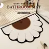 Alfombra de Piso Floral para Baño, Alfombra Absorbente de Agua y Antideslizante de Lodo Diatomeas para Entrada de Baño, Inodoro, Cabina de Ducha, Modelo Nuevo 2026