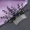Joyería de Novia Peine de Cabello de Cristal Hecho a Mano Europeo y Americano Accesorios de Tocados de Perlas para Boda