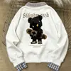Moletom com Gola Polo Versátil de Design Único Unissex Solto Casual Estilo Coreano Estilo Preguiçoso Top de Lã