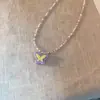 Collar Colgante de Mariposa con Cuentas de Arroz de Colores para Mujer, Diseño de Nicho Dopamina, Cadena para Clavícula Estilo Millennial, Cadena para el Cuello Dulce y Fresca