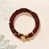 Pulseira de Granada Natural para Mulheres com Pingente de Cabaça, Pulseira de Cristal Multicamadas, Luxo Leve