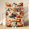 Manta Impressa Dia de Ação de Graças de Outono Manta Personalizada de Flanela Dia da Peru Nap Blanket