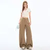 Jeans Retro Americano Khaki Scimitar Verão 2025 Novo Cintura Alta Emagrecimento Perna Larga Foice Comprimento Total Calças