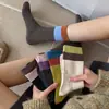 Nuevos Calcetines de Otoño Estilo Coreano para Mujer Bloque de Color de Moda Calcetines de Media Pantorrilla Ins Calcetines Largos con Personalidad Calcetines Fruncidos Calcetines de Dongdaemun