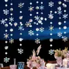 Decoraciones colgantes de copo de nieve con láser transfronterizas, guirnaldas de copos de nieve, decoraciones navideñas para fiestas de temática invernal, adornos colgantes de copo de nieve