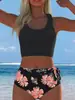 2027 Comercio Exterior Europeo Transfronterizo Nuevo Amazon Traje de Baño de Tirantes Cintura Alta Bikini de Dos Piezas Traje de Baño para Mujer En Stock