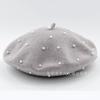 Otoño e invierno nuevo gorro boina de lana con estrellas y perlas sombrero decorativo de perlas para mujer sombrero de pintor elegante europeo y americano
