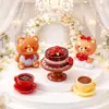 Produto Novo Original Loja de Sobremesas Ursinho Simulação Ursinho Dia dos Namorados Série Rosa Resina 3D Casa de Brinquedo Pequeno Ornamento