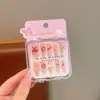 Novas Unhas Infantis Removíveis Vestíveis na Caixa para Meninas, Adesivos de Unha Removíveis, Adesivos de Unha Exquisitos de Desenho Animado, Peças de Unha