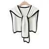 Xale de Tricô com Barra Estilo Chanel para Mulheres, Versátil para Primavera e Outono, Cobertura Decorativa para Ombros, Adequado para Ambientes com Ar Condicionado no Verão, Peça de Roupa Externa, Gola Falsa 17