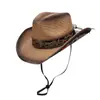Chapéu de Cowboy Ocidental Simples Versátil Cor Sólida Retro Moda Chapéu de Sol Decorativo Étnico para Montaria