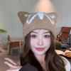 Diseño de Nicho Sentido Callejero Mariposa Tejida Gorro para Mujer Otoño e Invierno Dulce Orejas de Gato Lana Gorro Cálido Protección para Orejas