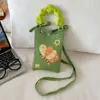 Novo design de nicho bonito dos desenhos animados Mini malha saco do telefone móvel All-match pequeno portátil Commuter Crossbody pequeno saco quadrado
