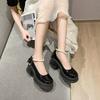 Zapatos Pequeños de Cuero Estilo Hada en Blanco, Combinados con un Vestido, Zapatos de Tacón Alto Individuales, Zapatos Mary Jane de Tacón Grueso Estilo Francés para Mujer, Nuevos para Verano y Otoño 2025