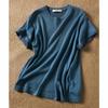 Top de seda brillante de cuello redondo de manga corta para mujer, verano, fino, versátil, holgado, adelgazante, prenda exterior, básico, tejido de seda helada para ir al trabajo