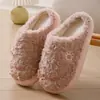 Zapatillas de Algodón con Bordado de Pata de Gato Lindas para Mujer, Suela Gruesa Antideslizante Otoño/Invierno, Zapatillas de Felpa Cálidas para el Hogar en Interiores, Pareja