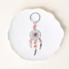 Llavero con Aro Atrapasueños de Grava de Cristal Natural Colgante de Borla DIY Adorno de Aleación de Metal Estilo Amatista Cristal Rosa