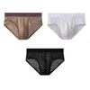 Ropa interior de malla de color liso de seda de hielo para hombre Huajielong al por mayor, calzoncillos transpirables de talla grande de cintura media, disponibles para dropshipping