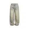 Yidao Vintage 2025 Otoño Nuevo Retro Americano Lavado Desgastado Casual Jeans Unisex de Moda Pantalones de Pierna Ancha