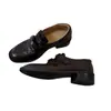 Couro de ovelha, estilo retrô britânico, mocassins de salto grosso para mulheres, sapatilhas pretas de bico redondo, versáteis para o trajeto diário, com fecho de velcro