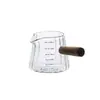 Jarra Pequeña de Vidrio para Leche con Escala Medidora, Taza de Espresso, Jarra Pequeña para Leche con Asa de Madera, Taza de Onzas para Extracción, Jarra de Leche