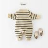 Ropa de una pieza para bebé recién nacido primavera rayas horizontales hombres y mujeres bebé cálido otoño e invierno mameluco de una pieza niño manga larga