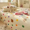 Lençol de Cama de Tecido Grosso de Algodão Espesso Desenho Animado, Conjunto de Três Peças de Lençol de Cama Individual para Dormitório de Estudante Algodão Puro para Todas as Estações