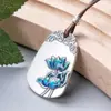 S999 Estilo Étnico Xiangyun Fita Pendente Método Antigo Prata Lótus Velho Peixe Koi Corrente Nacional Pingente Cloisonné para Homens e Mulheres