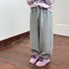 Pantalones de Entrenamiento Aimo Beibei para Niños Niñas Moda Escolar Estilo Coreano Sueltos Casuales Resistentes al Desgaste Letra Deportiva Pantalones Deportivos