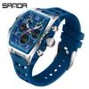 Reloj Estudiante Sanda Deportes al Aire Libre Repetición Doble Pantalla Forma de Barril para Estudiantes de Secundaria y Preparatoria Reloj Electrónico Multifuncional