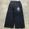 Jeans Holgados JNCO Y2K para Hombre con Estampado Hip Hop Streetwear Harajuku Pantalones de Pierna Ancha para Hombre