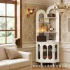 Gabinete de Esquina de Viento Usado para Sala de Estar, Esquina de Pared, Esquina Curva, Gabinete Pequeño para Apartamento, Gabinete de Almacenamiento de Esquina de Piso, Vitrina Retro de Cristal