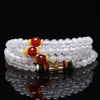 Pulseira de ágata natural 108 contas multi-círculos calcedônia arenito dourado mantra de seis caracteres rosário de três círculos quatro círculos