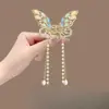 Pasador de Metal con Forma de Mariposa para Mujer, de Alta Gama y Elegante, Accesorio para el Cabello con Colgante de Borla para Semirecogido, Nuevo Estilo, Pinza Lateral para la Parte Posterior de la Cabeza, Tocado