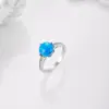 Anillo Azul Ópalo Transfronterizo Europeo y Americano Más Vendido con Incrustación de Piedra Preciosa Simulada, Anillo de Joyería de Moda, Accesorio para la Mano, Joyería de Plata