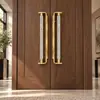 Estilo Minimalista Moderno Hotel Luxo Vidro de Cristal Dupla Porta de Giro Maçaneta Escritório de Alto Padrão Madeira Sólida Porta de Correr Maçaneta