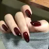 Le Fan Negro Gótico Degradado Manchado Uñas Portátiles Transfronterizas Puntas de Uñas para Arte de Uñas Forma de Almendra Corta Venta al por Mayor