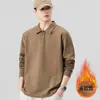 Sudadera tipo Polo para Hombre Otoño 2026 Nueva Ropa de Otoño e Invierno con Forro Polar y Cuello Camisero Camiseta de Manga Larga para Hombre