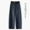 Jeans Feminino Outono 2026 Cintura Alta Solto Barra Reta Corte Curvo Casual Versátil Calça Longa Tamanho Grande Emagrecedor Moda Calça Feminina