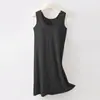 Vestido Longo Polly Jia Fox Feminino Sem Mangas Peça Única Anti-impacto Tamanho Grande com Bojo Para Usar por Cima Roupa de Casa Camisola