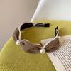 Diadema elegante estilo francés retro para mujer, accesorio para el cabello de celebridades de Internet, banda para el cabello con borde ancho y lavado de cara simple, diadema con perlas para cabello roto