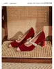 Zapatos de Tacón Grueso Estilo Francés para Mujer, Punta Cuadrada, Correa Única, Nuevo Estilo Primavera y Otoño 2026, Zapatos de Salón Mary Jane Elegantes con Bloques de Color, Boca Baja