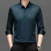 Camisa masculina de manga comprida moda outono 2023 estilo coreano casual versátil sem costura elástica para homens de meia-idade