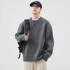Chamarra de Punto con Cuello Tipo Polo para Hombre 2025 Nuevo Otoño e Invierno Holgada Cálida Estilo Perezoso Color Sólido Gris Tejido