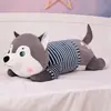 Lindo husky de dibujos animados a rayas al por mayor cama muñeca regalo de vacaciones para niños muñeca de regalo una generación de pelo