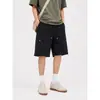 Shorts Esportivos Masculinos com Rebites 2026 Verão Design com Cordão Estilo Workwear Calças Casuais Retas Largas