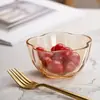 Tigela de Vidro Cristal Transparente Doméstica de Alto Valor Linda Montanha e Rio Âmbar Flor de Ameixa Tigela de Condimento Mini Tigela de Salada de Frutas